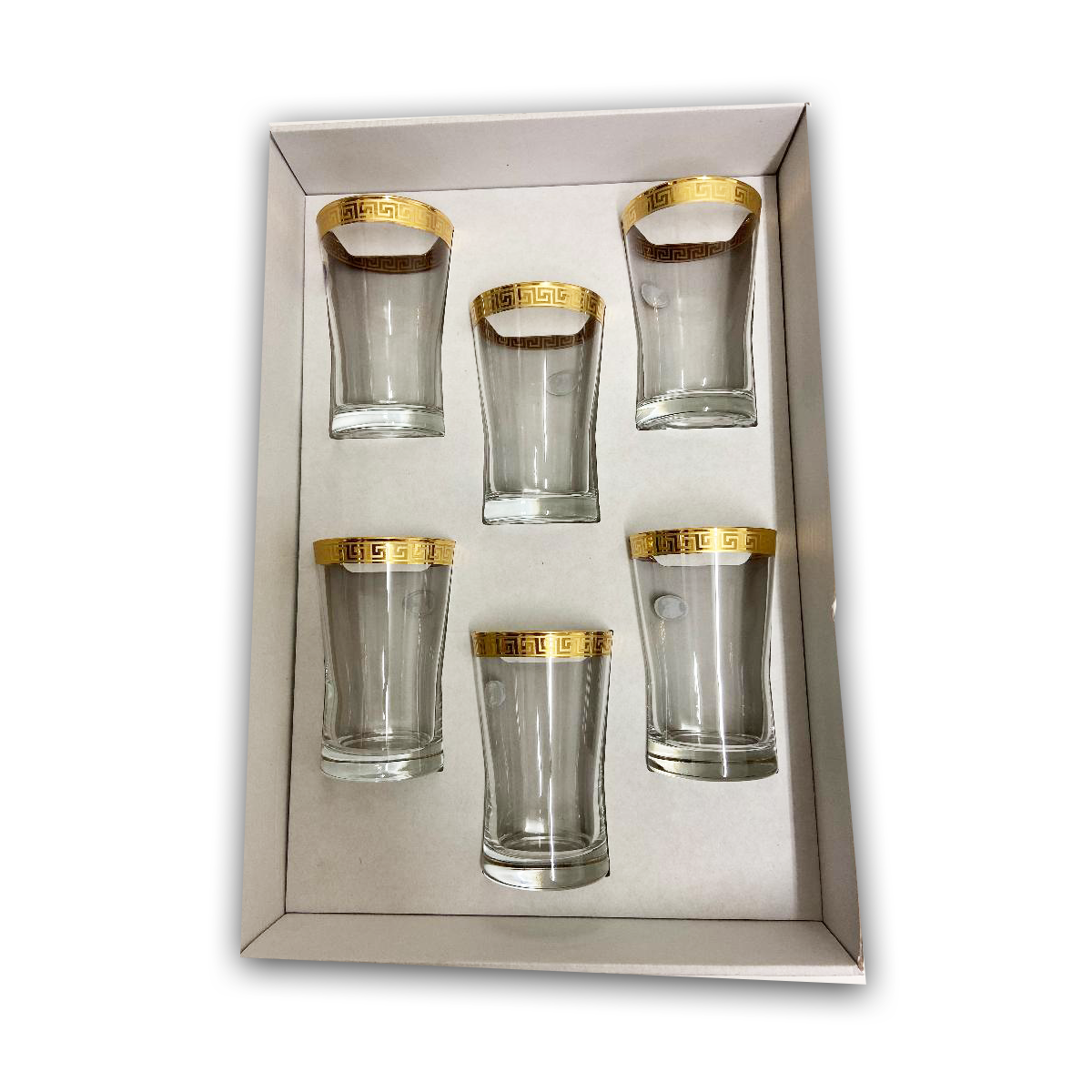 6 PC Tall Gold Versace Inspired Design Glass Cups