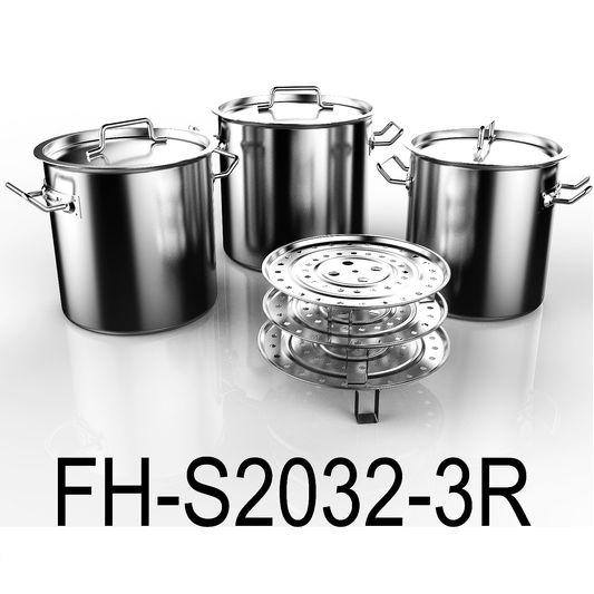 3 PC Medium Size Stainless Steel Tamales Stockpot With Steamer Rack