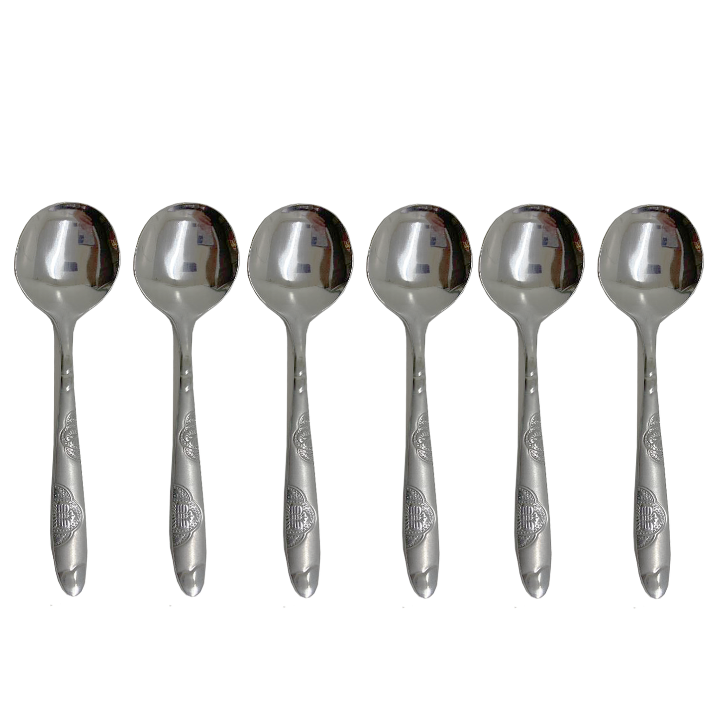 6 PC Wavy Cloud Design Stainless Steel Silver Tea Spoon