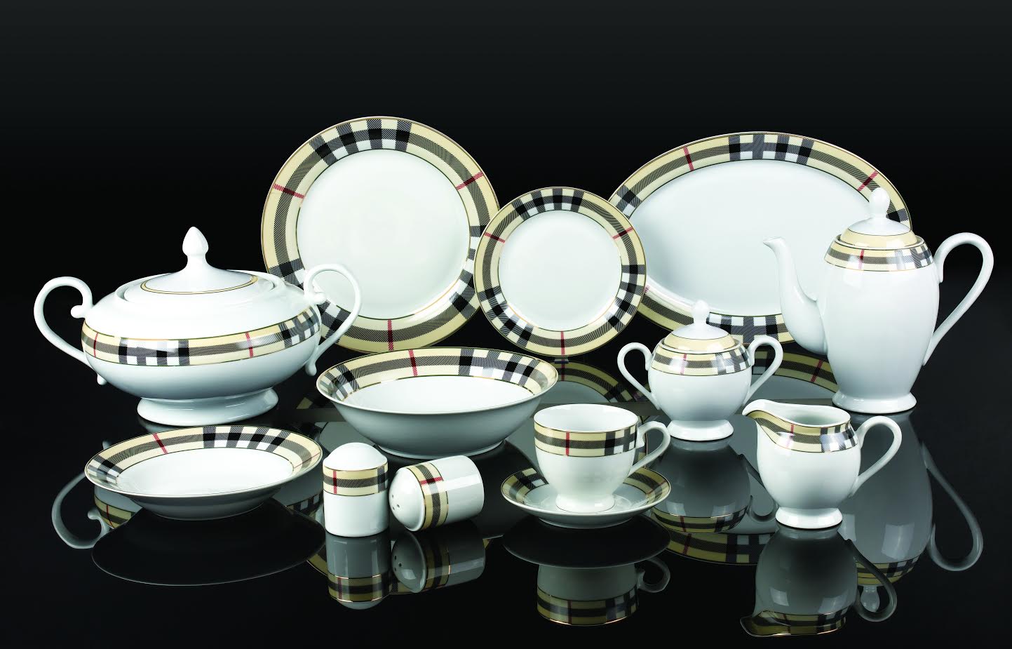 49 PC 'Tartan' Beige Banquet Set