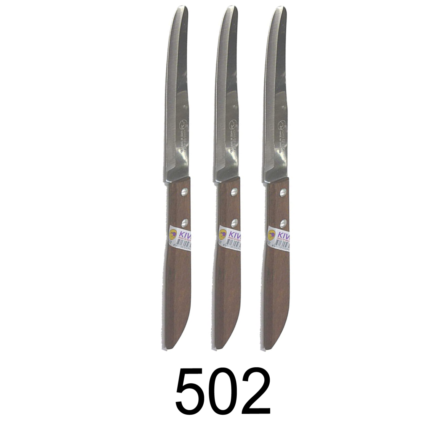 3x KIWI No 502 Stainless Steel Steak Fruit Knives Wood Handle Kitchen Knife  Chef