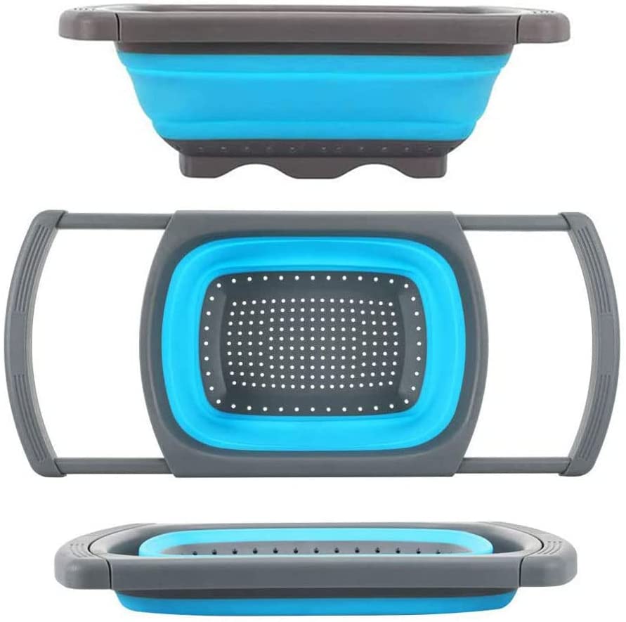 Blue Collapsible Silicone Colander