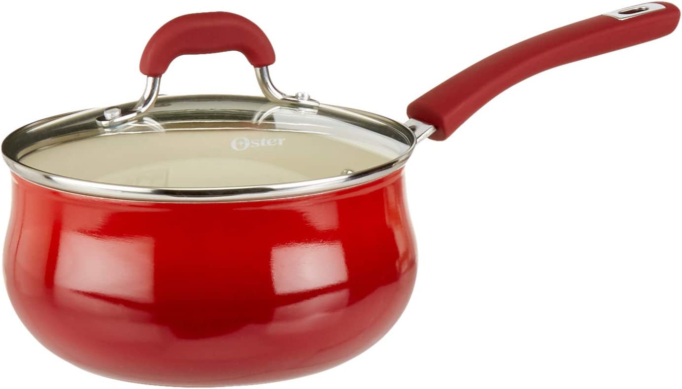 3 QT Red Oster Non Stick Saucepan