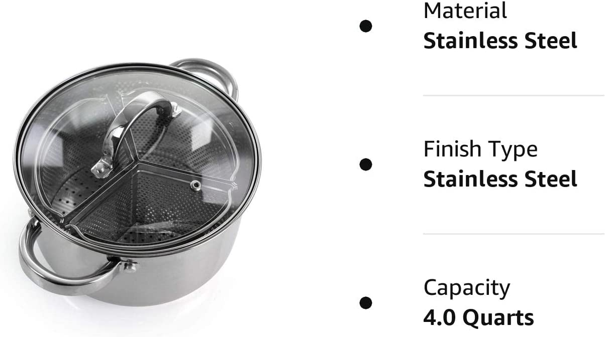 5 QT Oster Stainless Steel Dutch Oven with 3-Section Dividers