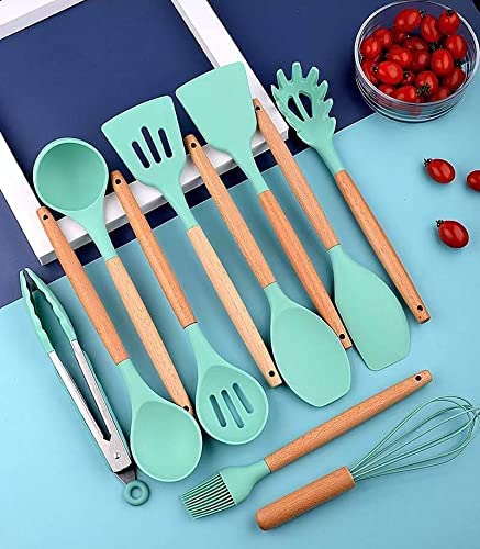 12 PC Green Silicone Utensil Set With Storage Box