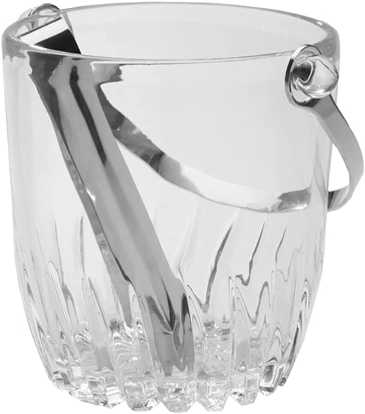 Glass Ice Bucket With Metal Tong & Handle