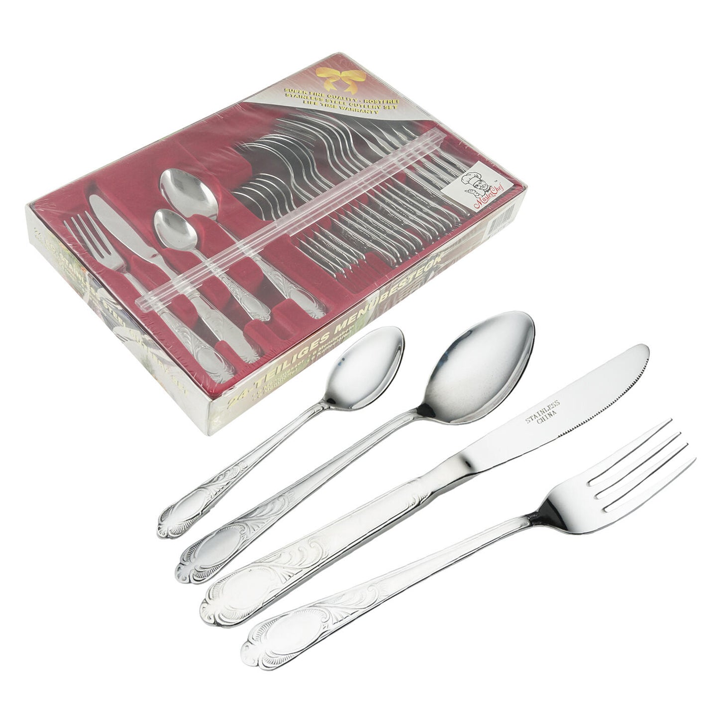 24 PC Stainless Steel Flatware Set