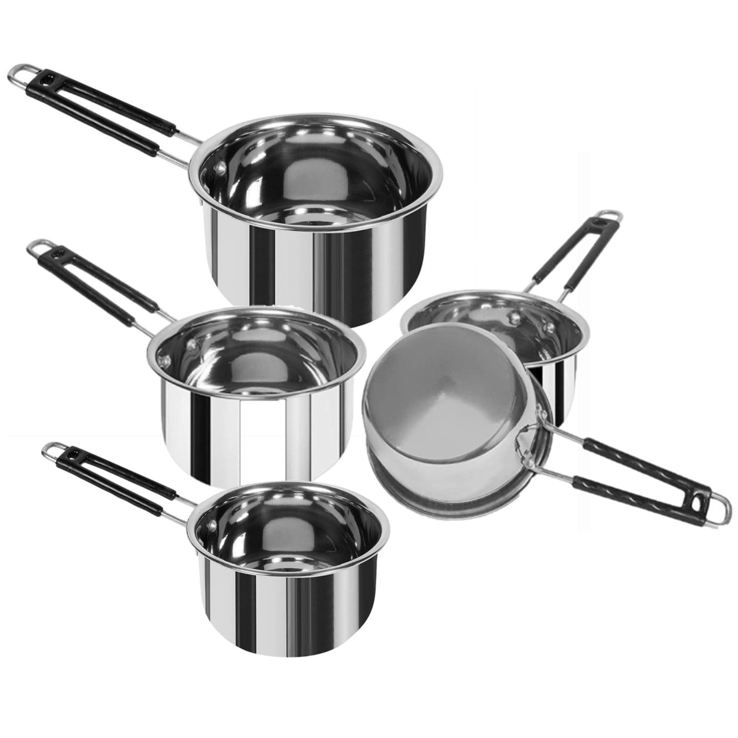 5 PC Stainless Steel Sauce Pan With Handle