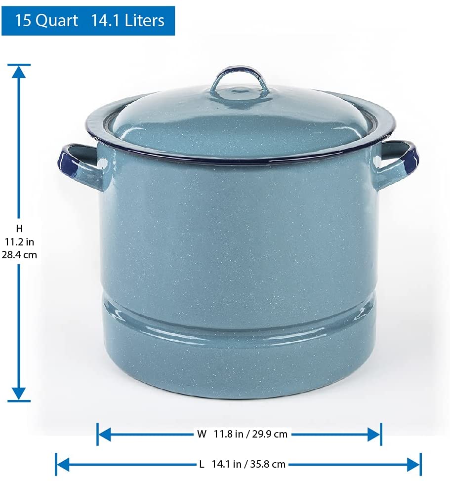 15 QT Enamel Steamer Pot With Lid & Trivet