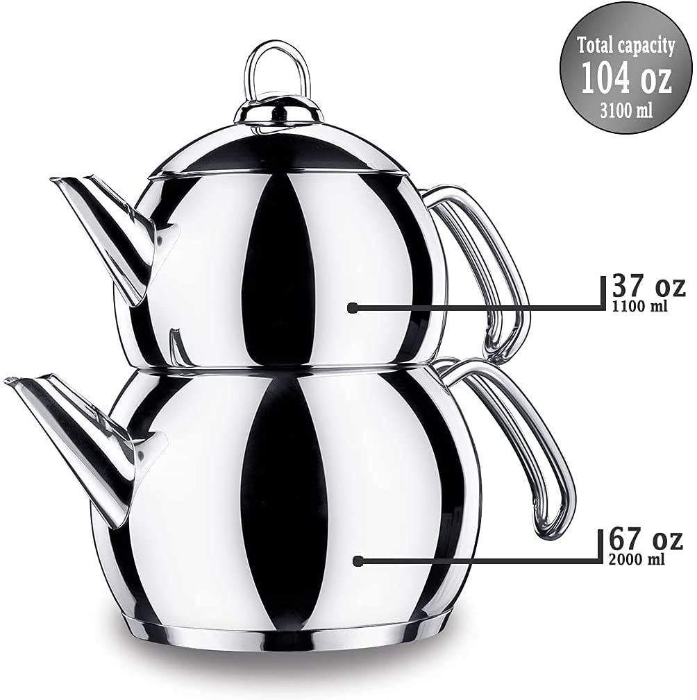 1.1L & 2.0L Korkmaz Tombik Teapot Set