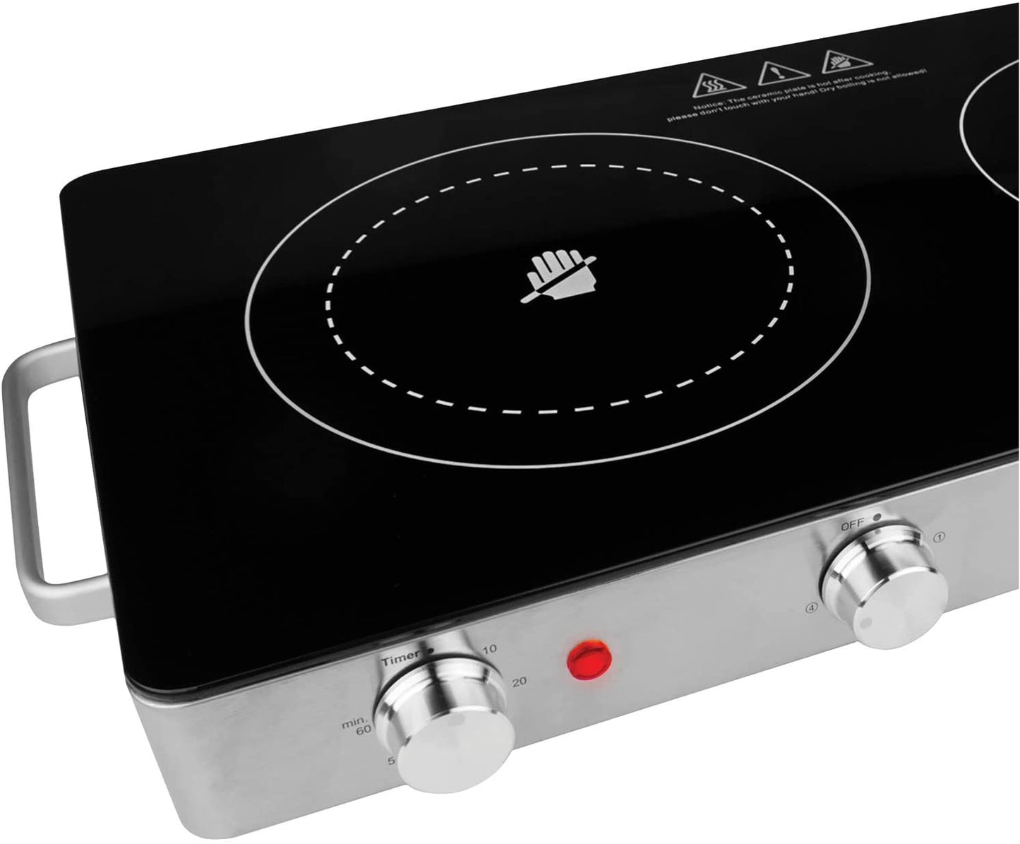 Double Infrared Electric Countertop Burner With Timer
