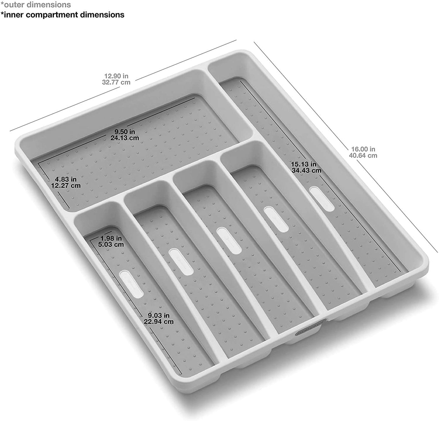 Cutlery Tray Organizer With Soft Grip Liner
