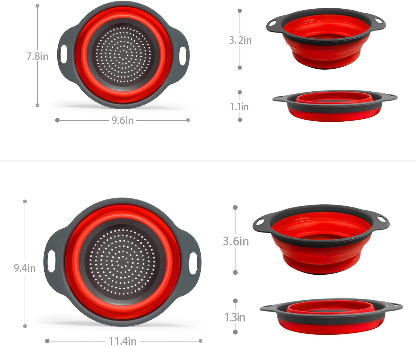 2 PC Collapsible Silicone Colander