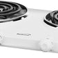 Brentwood White Electric Countertop Range Spiral Coil Double Burners