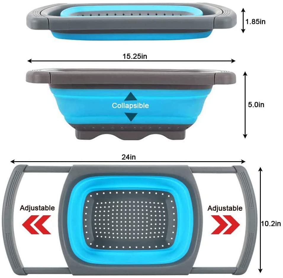 Blue Collapsible Silicone Colander