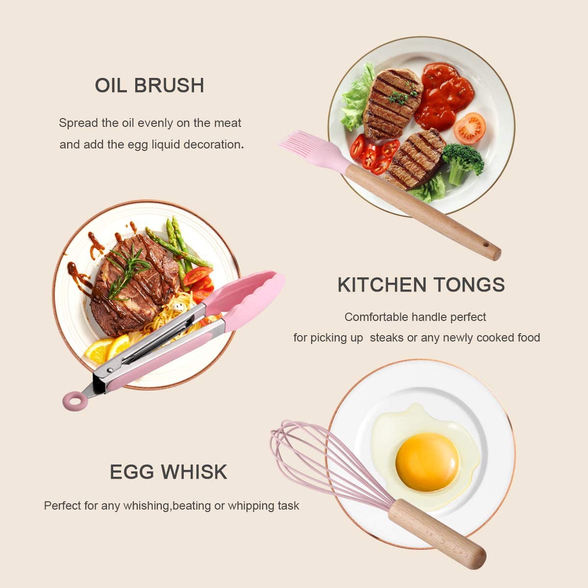 12 PC Pink Silicone Utensil Set With Storage Box