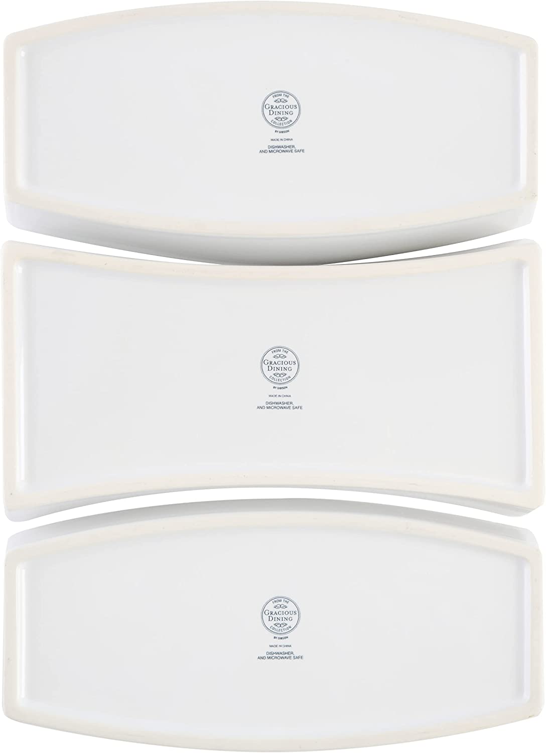 4 PC Gibson Stoneware Tidbit Dish Set with Metal Rack