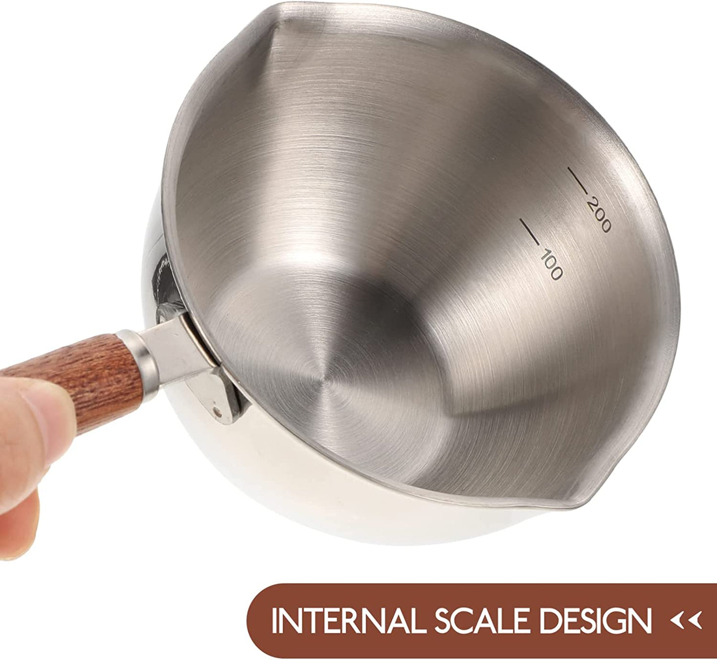 220ml Stainless Steel Small Sauce Pot with Dual Pour Spout