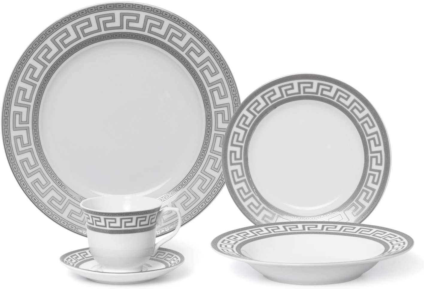 20 PC Greek Design Silver Dinner Set