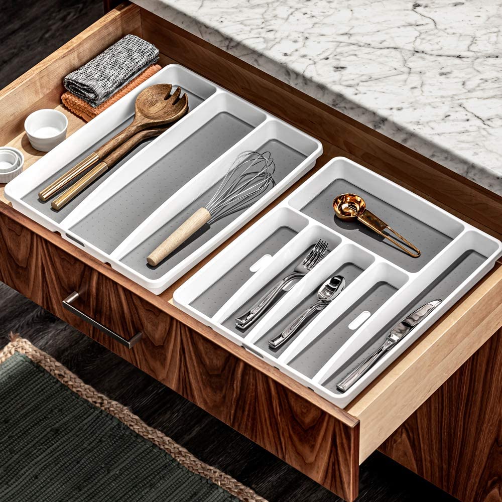 Cutlery Tray Organizer With Soft Grip Liner