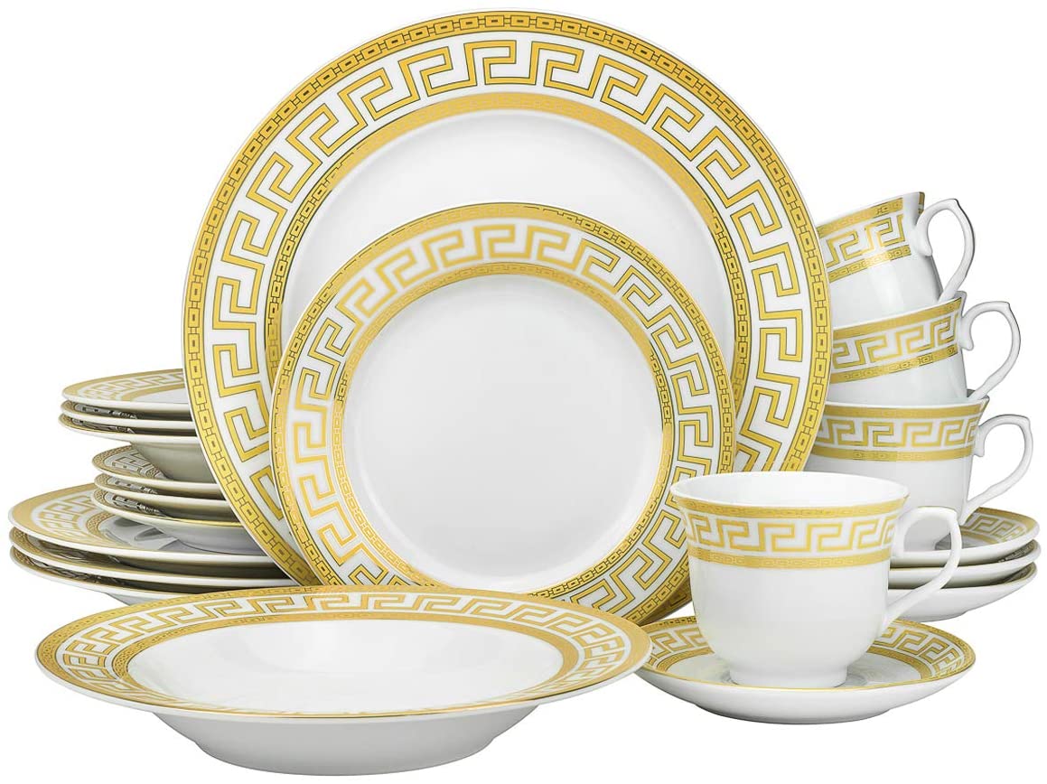 20 PC Greek Design Gold Dinner Set