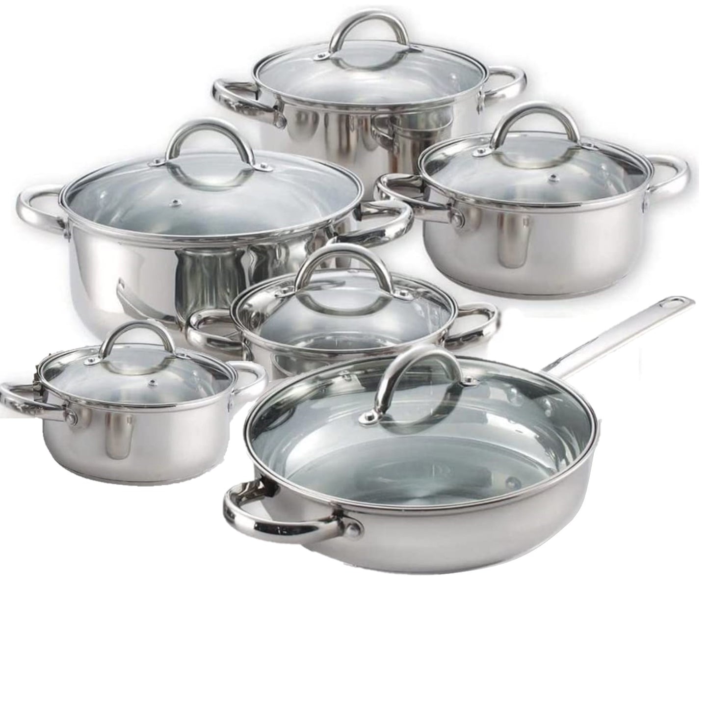 12 PC Stainless Steel 18/10 Cookware Set