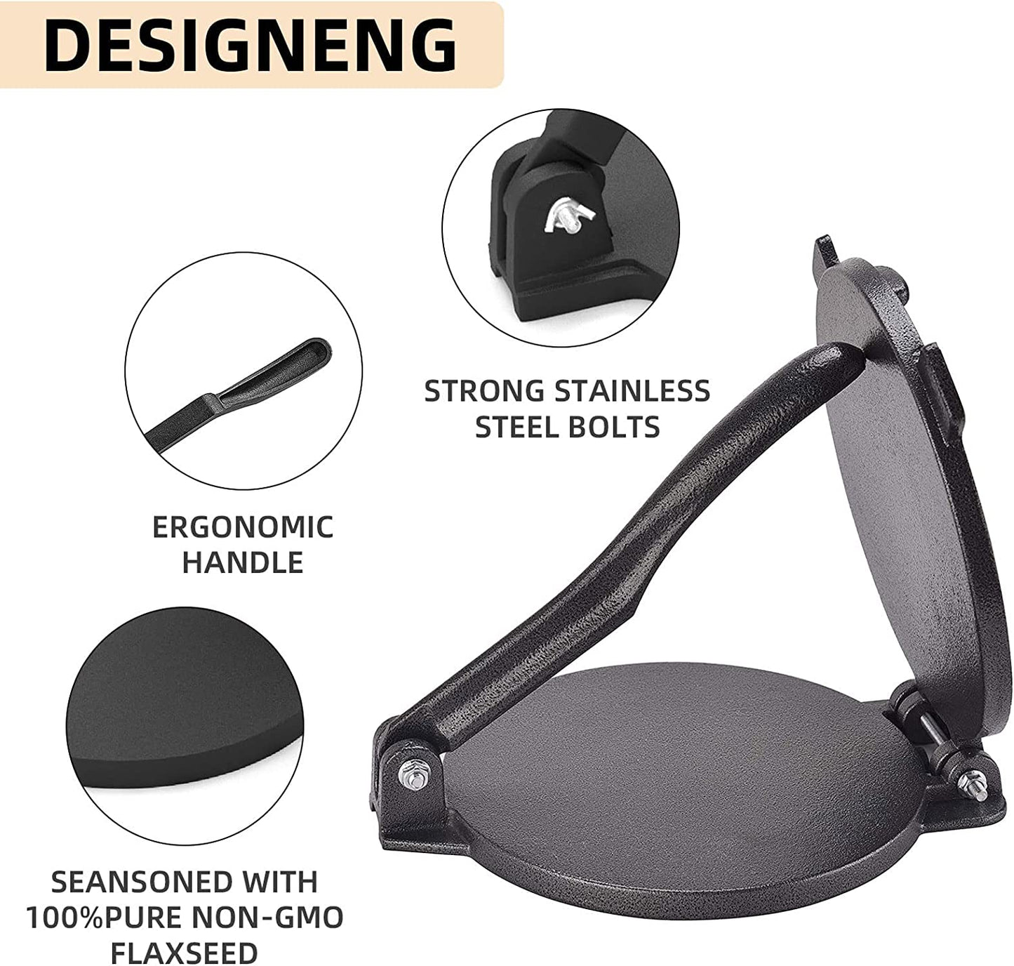 18cm Cast Iron Heavy Duty Tortilla Press