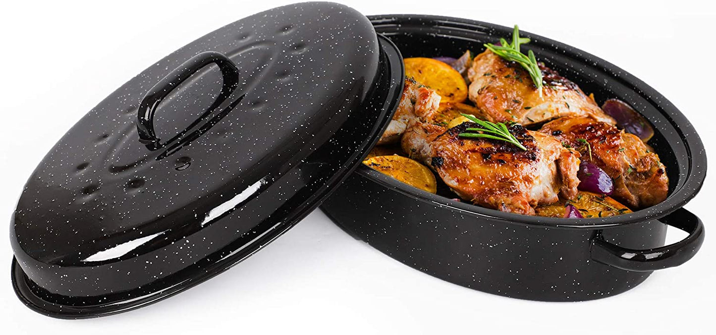 Black Enamel Turkey Roaster