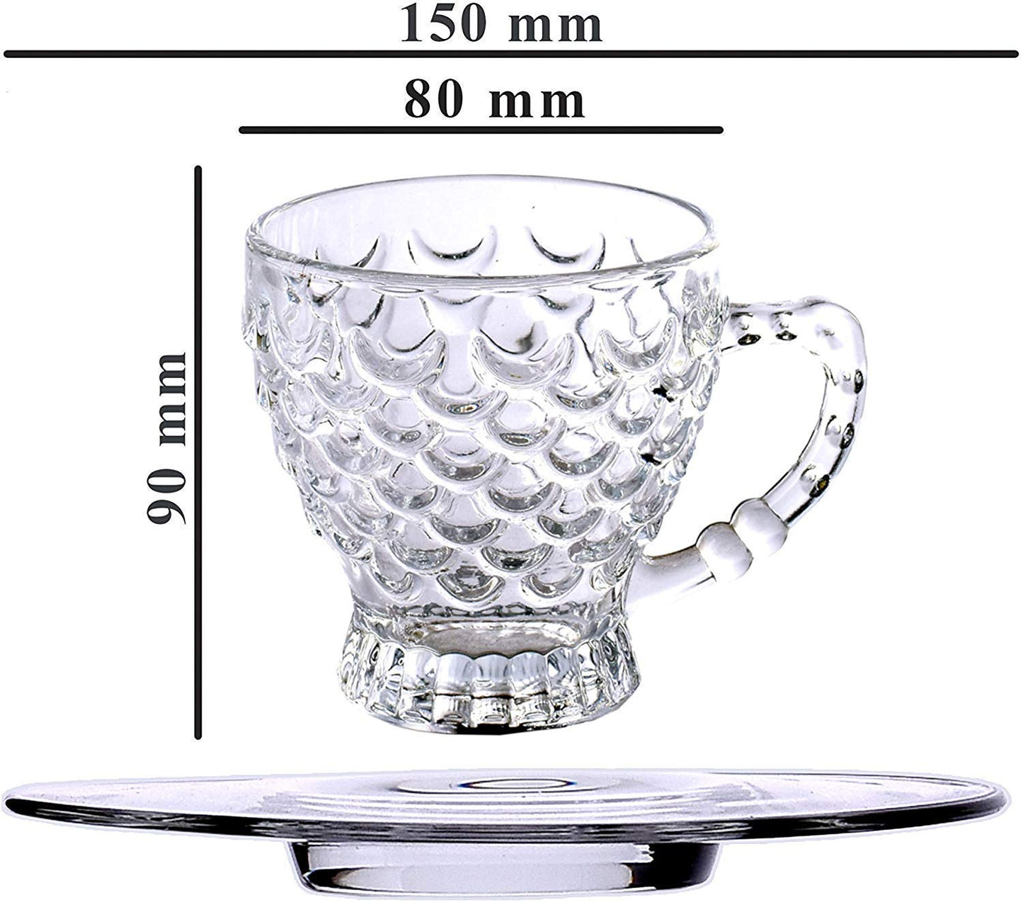12 PC Bubble Glass Tea Cup Set