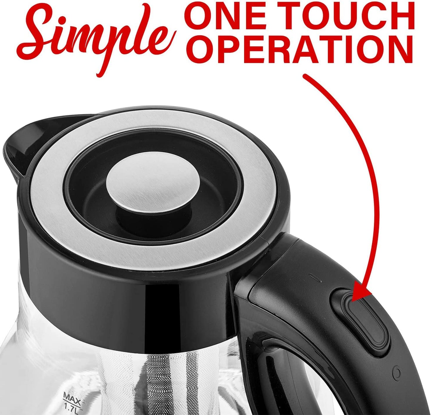 1.7L Cordless Glass Electric Kettle With Tea Infuser