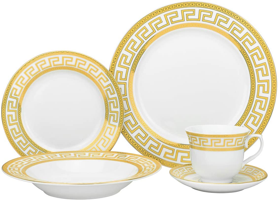 20 PC Greek Design Gold Dinner Set