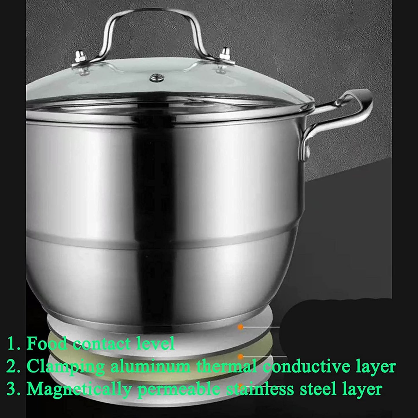 4 PC 24cm Super Double Capsulated Bottom Steamer