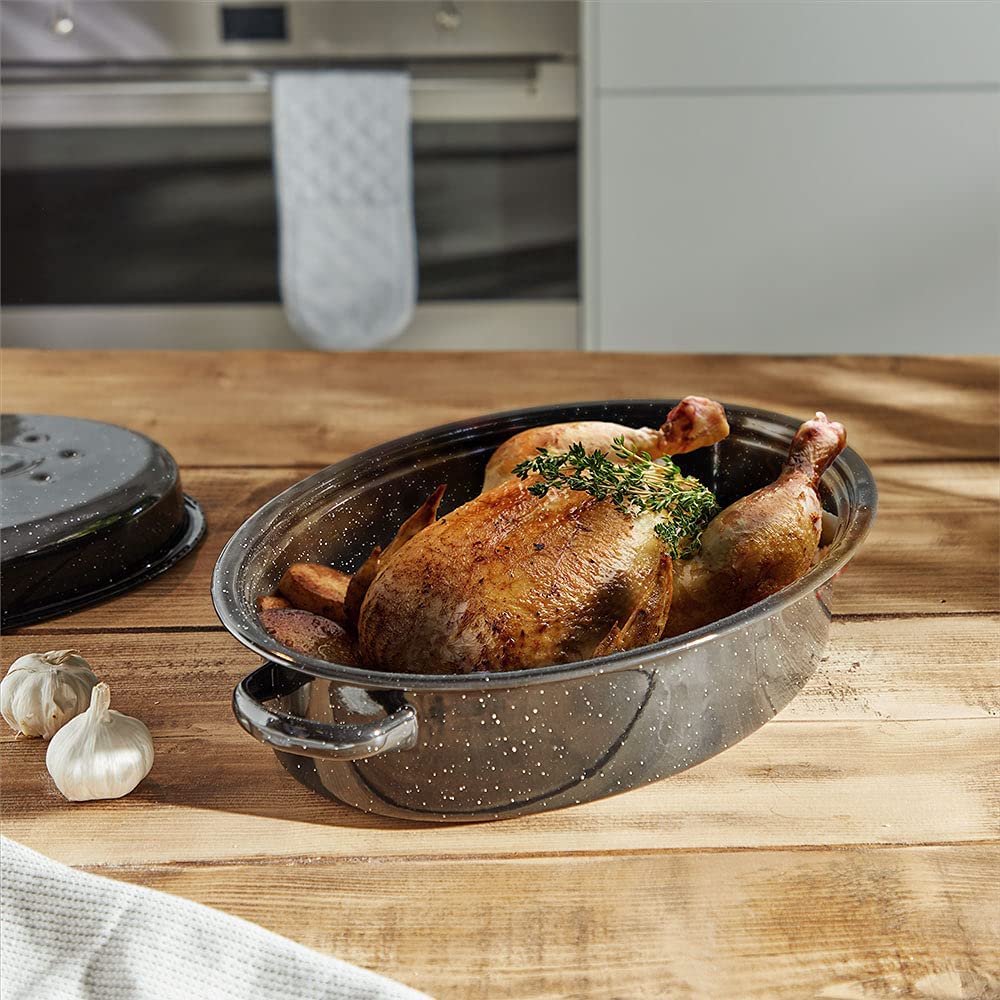 Black Enamel Turkey Roaster
