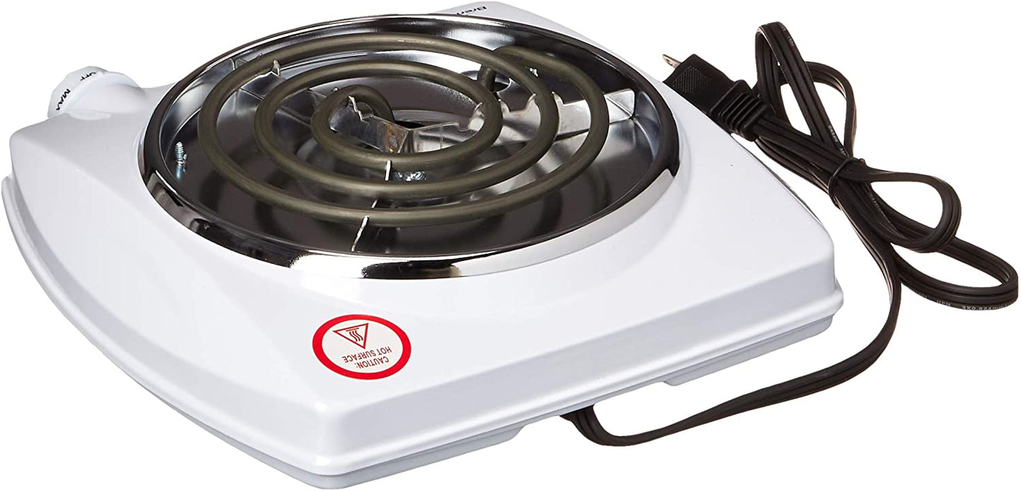 Brentwood White Single Electric Countertop Range Spiral Coil Burner