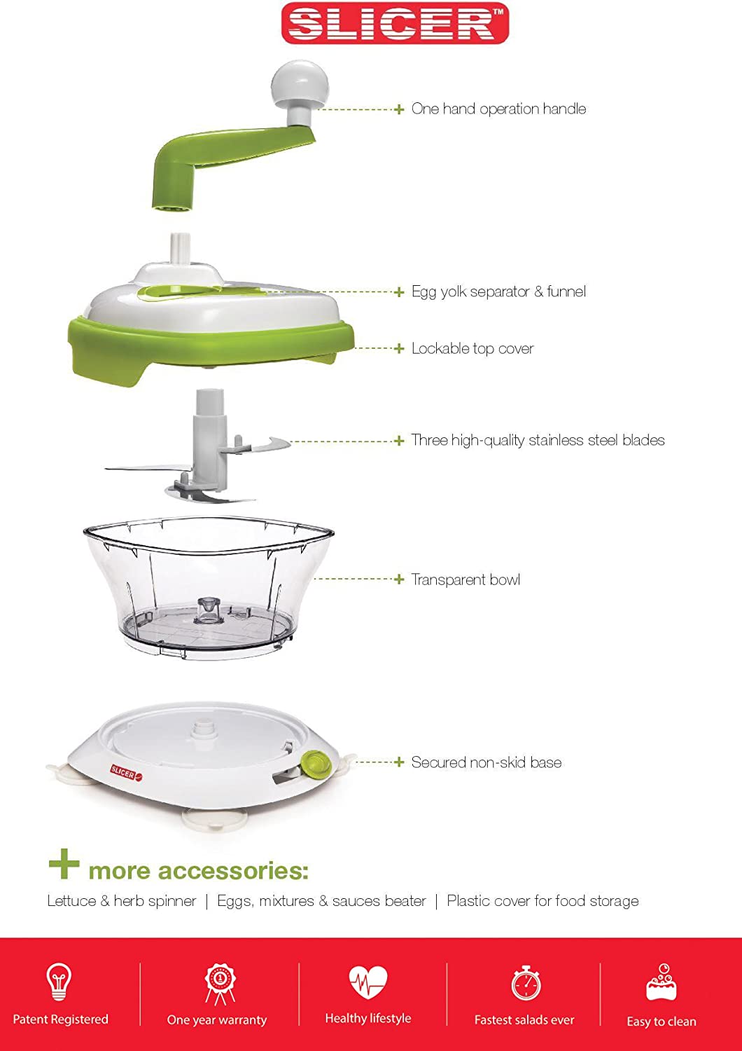 Manual & Processor Spinner Chopper Dicer for Fruits, Herbs
