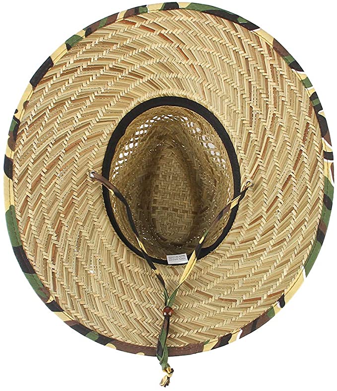 Army Style Straw Hat / Sun Hat / Wide Brim Summer Lifeguard / Beach Outdoor Travel Hat