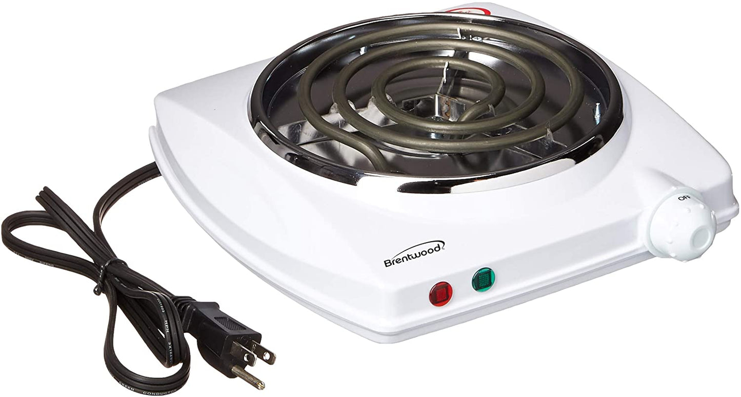 Brentwood White Single Electric Countertop Range Spiral Coil Burner