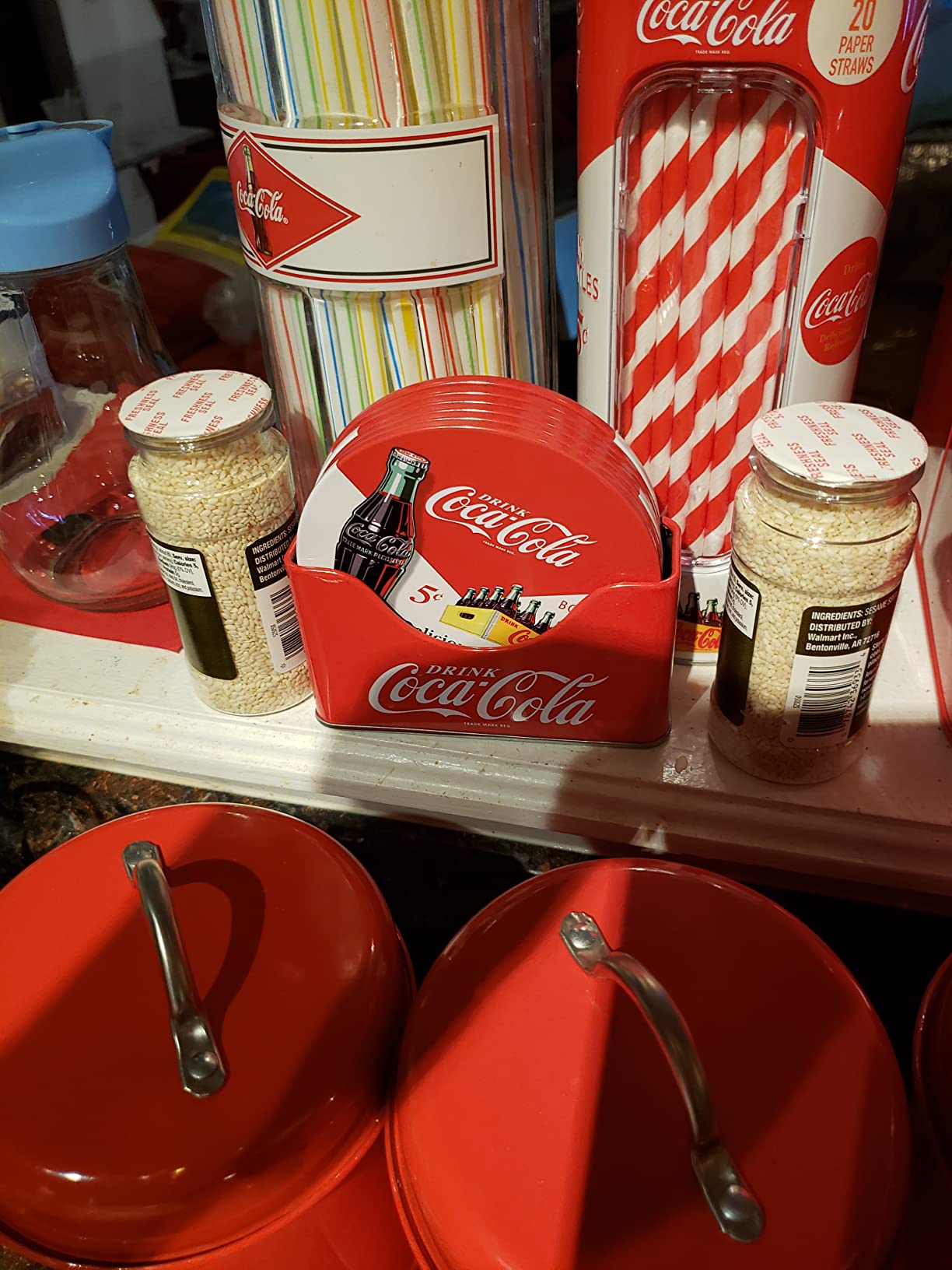 6 PC Coca Cola Coaster With Standing Metal Holder
