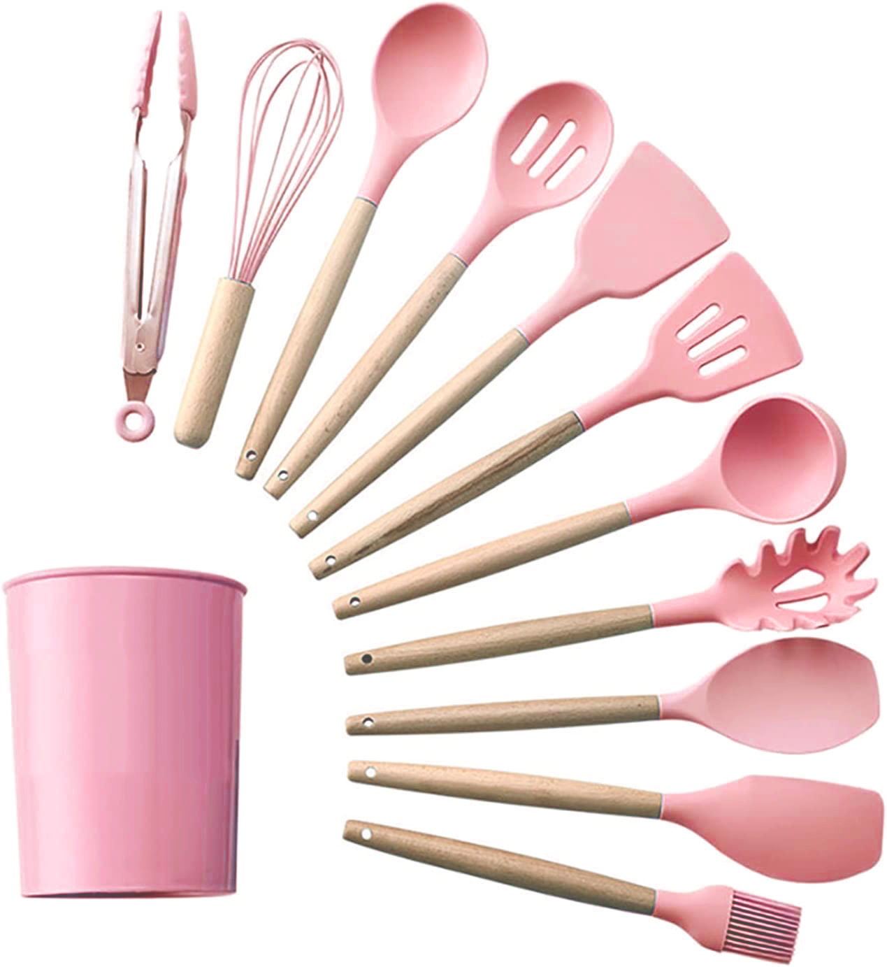 12 PC Pink Silicone Utensil Set With Storage Box