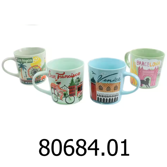 4 PC Home City Lights Assorted Mug Set