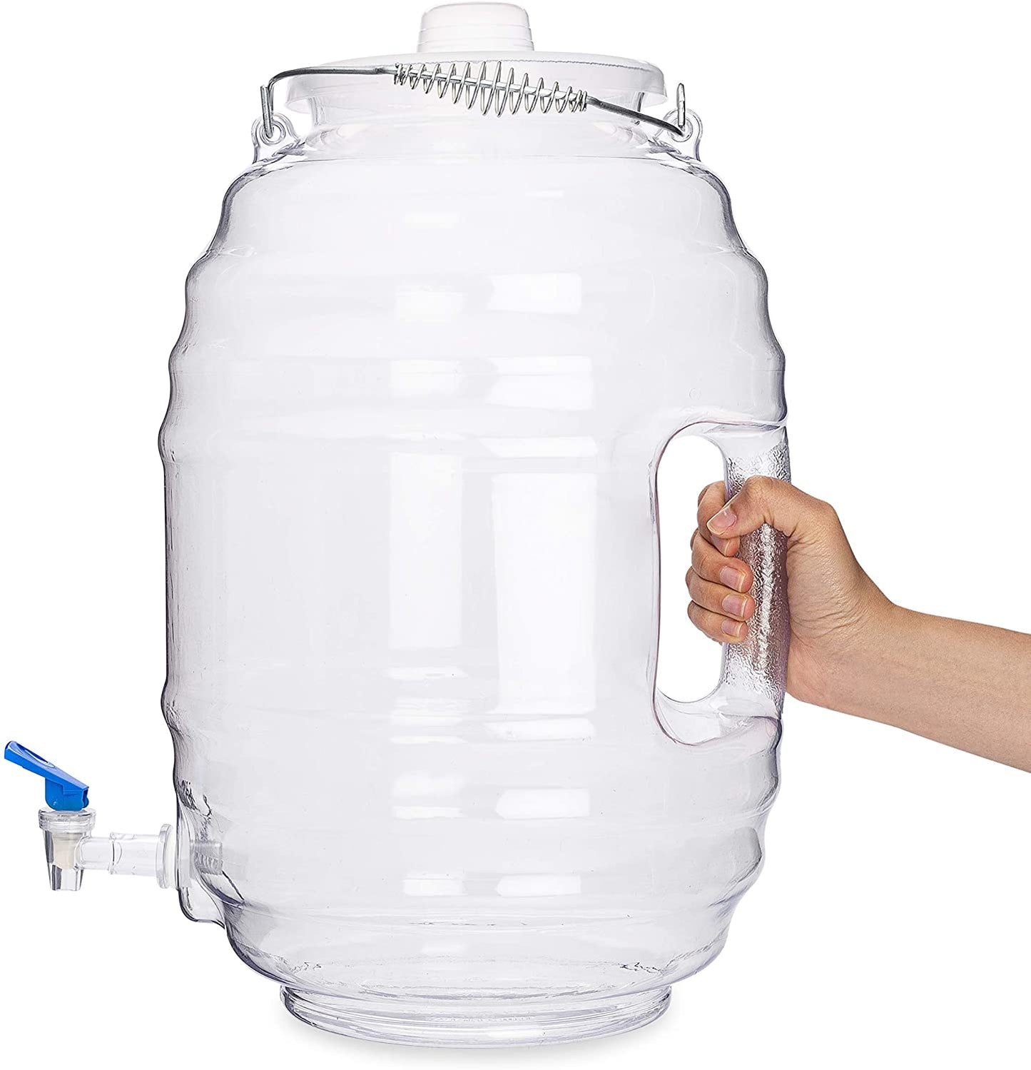 5 GAL Plastic Jug Water Dispenser With Wire Lid & Spout