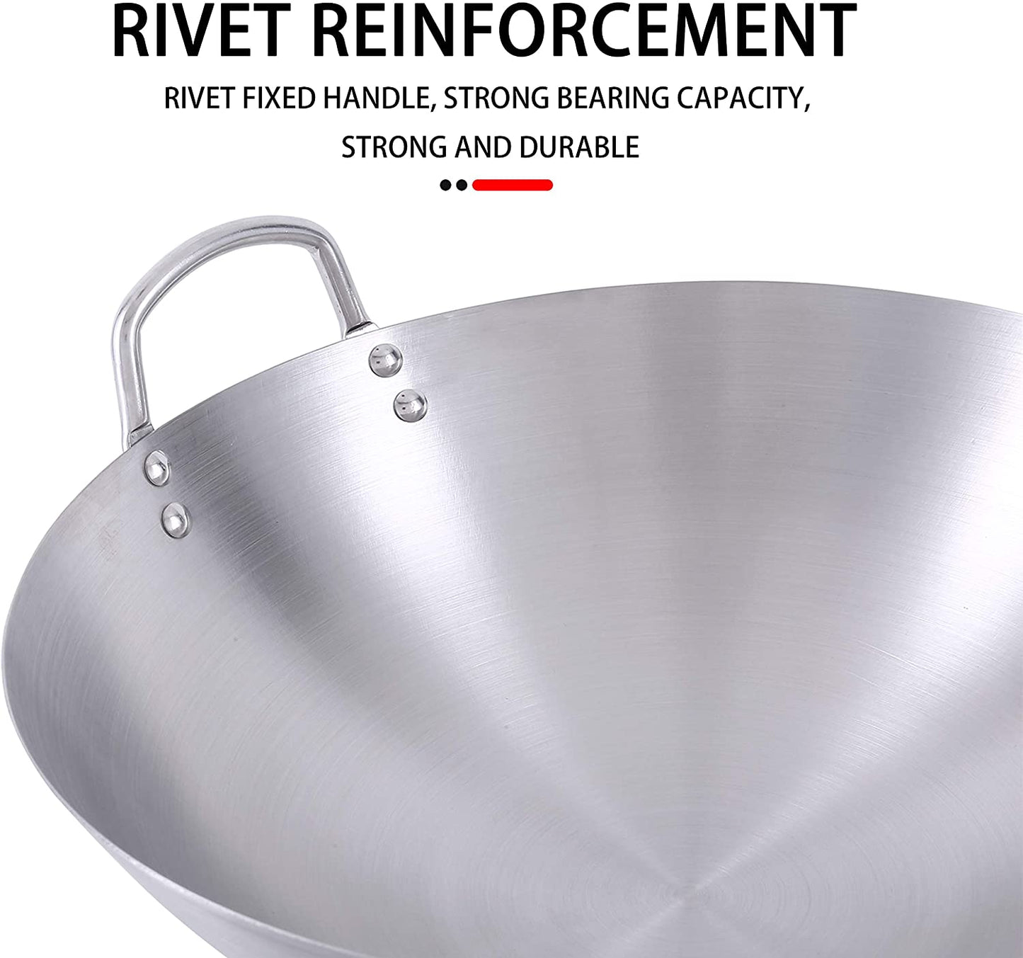 50cm Stainless Steel Double Short Handles Wok Pan