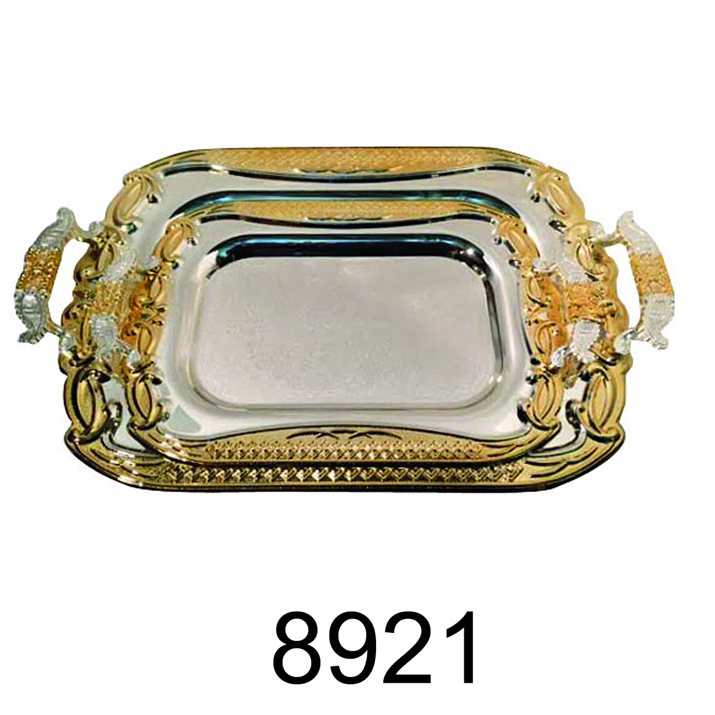 2 PC Royal Gold And Silver Tray