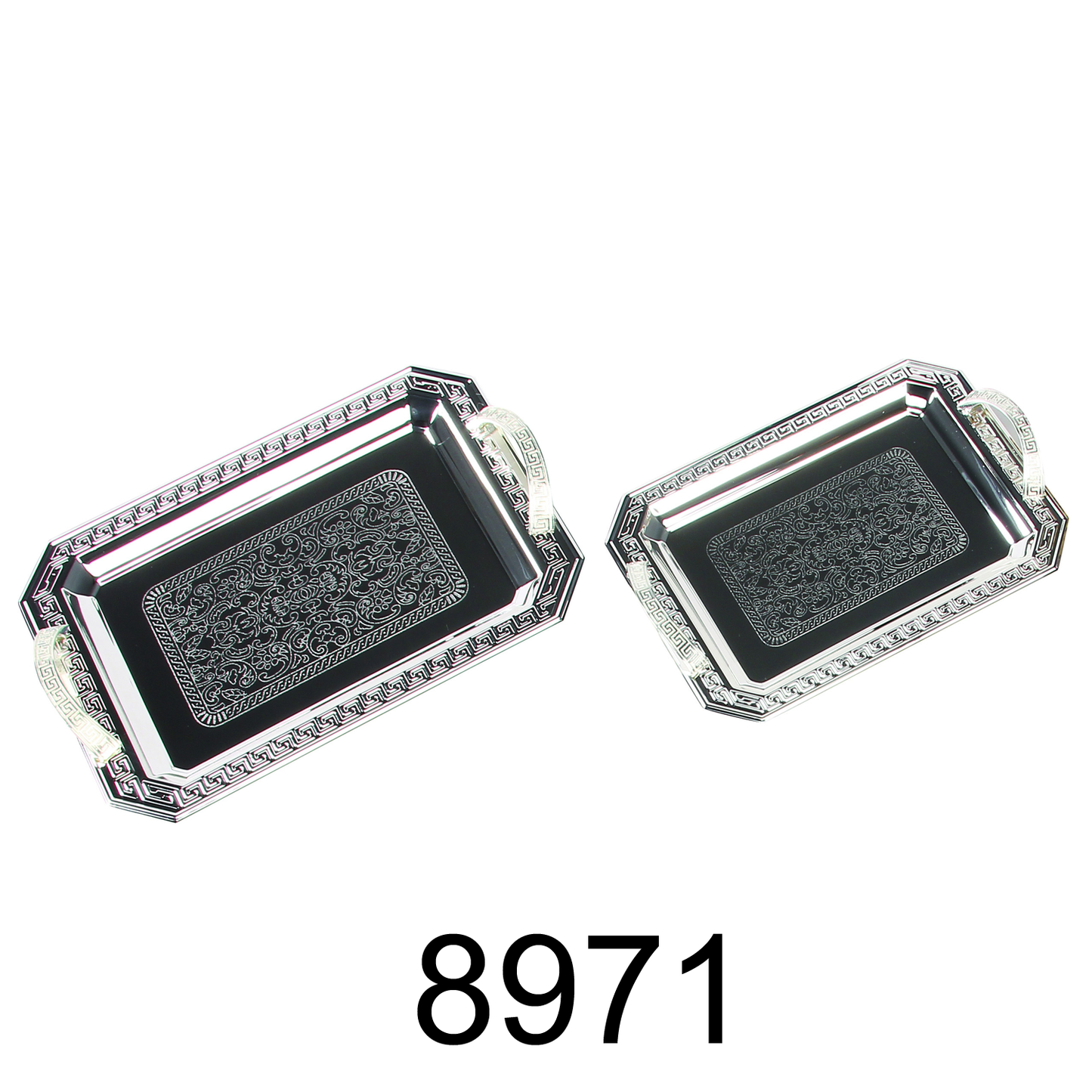 2 PC Royal Silver Serving Tray