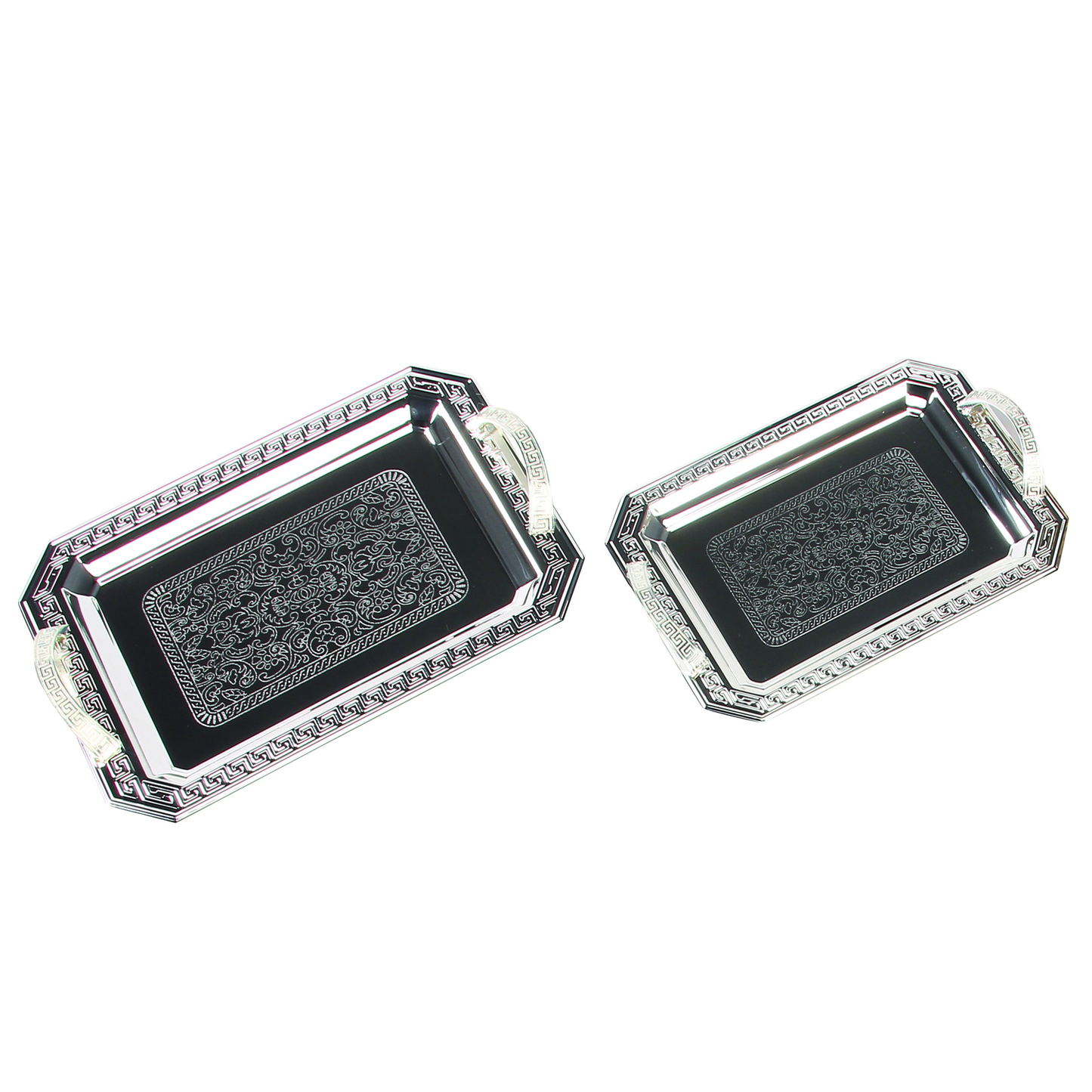 2 PC Royal Silver Serving Tray