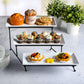 3-Tiered Stoneware Serving Tray Set with Metal Stand