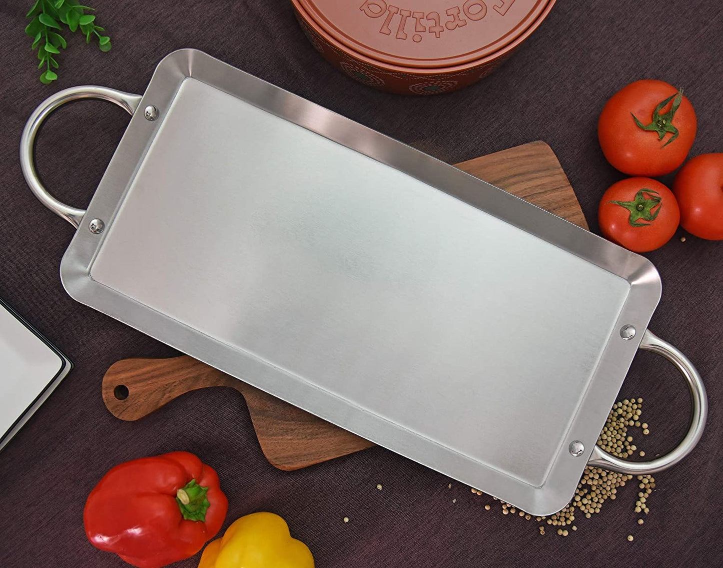 16.5" Rectangle Stainless Steel Fry Pan Comal