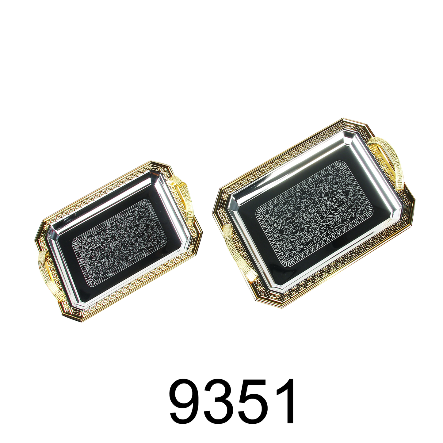 2 PC Royal Gold And Silver Serving tray