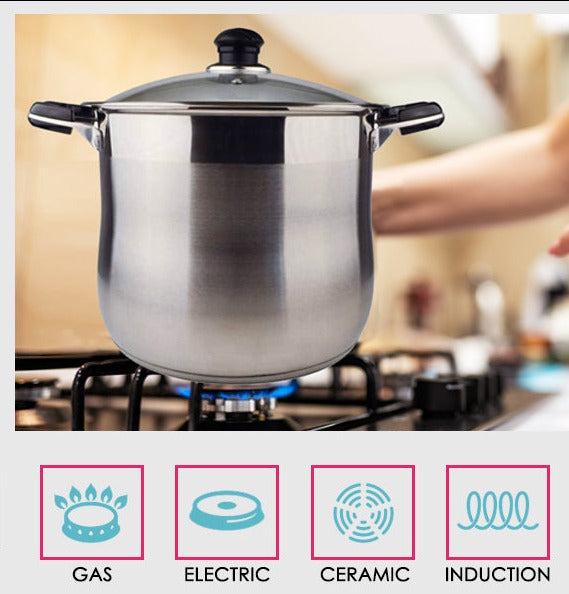 6 QT Stainless Steel 18/10 Induction Stock Pot (Free Gift 2 Spoons)