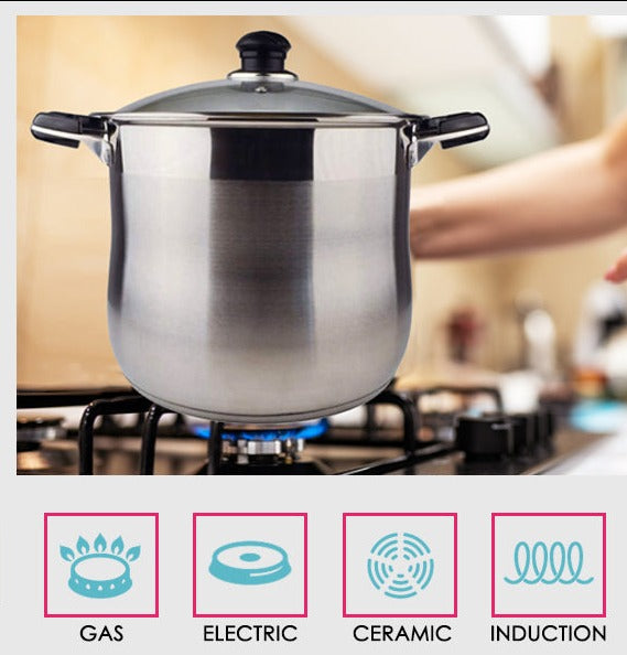 20 QT Stainless Steel 18/10 Induction Stock Pot (Free Gift 2 Spoons)